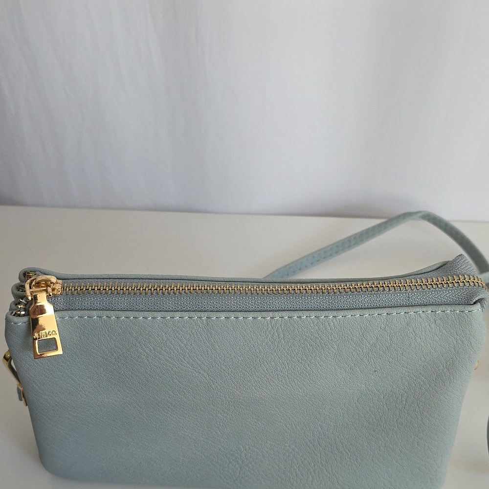 Jen & Co Blue With Gold Hardware Crossbody Bag.  Adjustable Strap - Picture 5 of 16